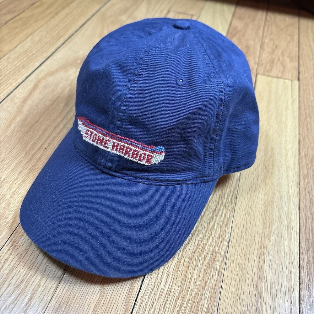 Smathers & Branson Blue Stone Harbor Needlepoint Adjustable Baseball Hat Cap